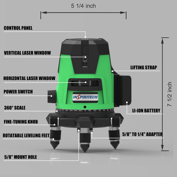 INSPIRITECH 360 green laser level self leveling for picture hanging  construction